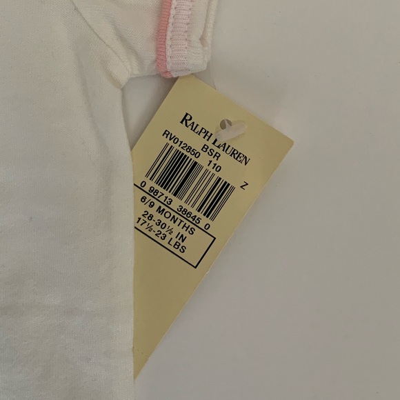 RALPH LAUREN ONESIE WHITE & PINK 6/9 MONTHS - Picture 2 of 2